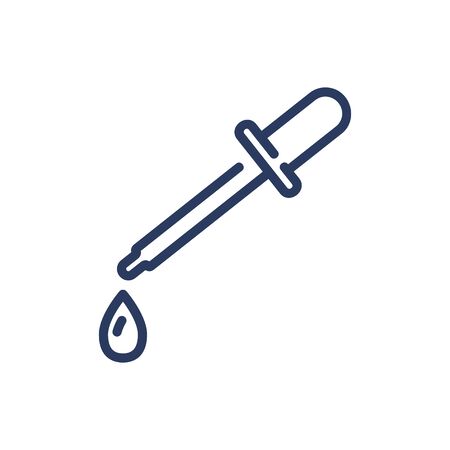 Pipette and drop thin line icon. Liquid, glass, tube isolated outline sign. Medicine and healthcare concept. Vector illustration symbol element for web design and appsのイラスト素材