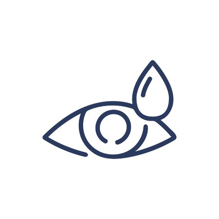 Eye drops thin line icon. Tear, iris, vision isolated outline sign. Ophthalmology and healthcare concept. Vector illustration symbol element for web design and appsのイラスト素材
