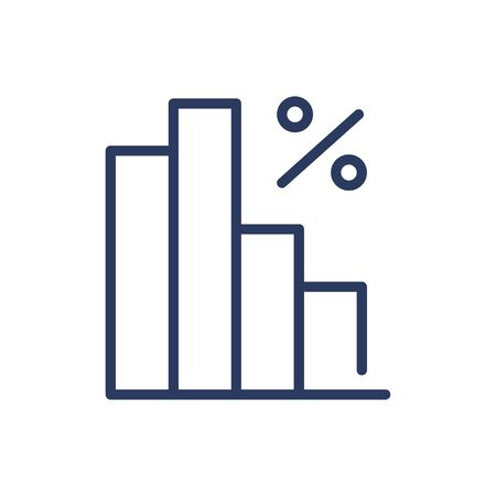 Bar chart and percent sign thin line icon. Dollar, cash, graphic isolated outline sign. Loan and investment concept. Vector illustration symbol element for web design and appsのイラスト素材