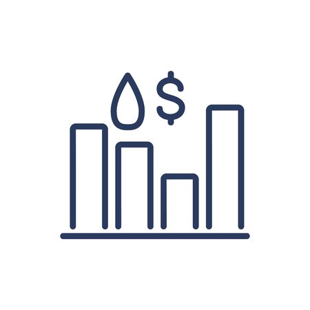 Oil prices statistics thin line icon. Shore, onshore, technology isolated outline sign. Oil and gas industry concept. Vector illustration symbol element for web design and appsのイラスト素材