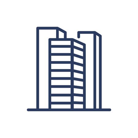 Business center thin line icon. Skyscraper, cityscape, office isolated outline sign. Buildings and urban architecture concept. Vector illustration symbol element for web design and appsのイラスト素材