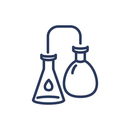 Chemical refining process thin line icon. Glass, crude, tube isolated outline sign. Oil and gas industry concept. Vector illustration symbol element for web design and appsのイラスト素材