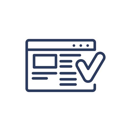 Confirming document thin line icon. Test, certificate, control isolated outline sign. Check marks and business concept. Vector illustration symbol element for web design and appsのイラスト素材