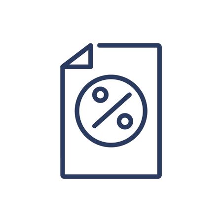 Credit contract and percent sign thin line icon. Accounting, contract, file isolated outline sign. Bank loan and investment concept. Vector illustration symbol element for web design and appsのイラスト素材