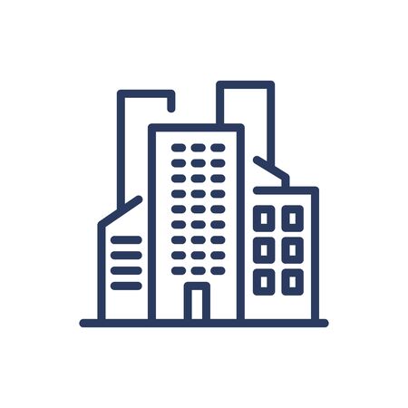 Cityscape thin line icon. Metropolis, apartment, skyscraper isolated outline sign. Buildings and urban architecture concept. Vector illustration symbol element for web design and appsのイラスト素材