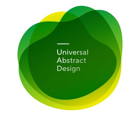 Rounded creative abstract shapes form. Geometric graphic layered transparent elements. Dynamical flowing forms, wavy line. Gradient color. Template for logo, flyer or presentation.の写真素材
