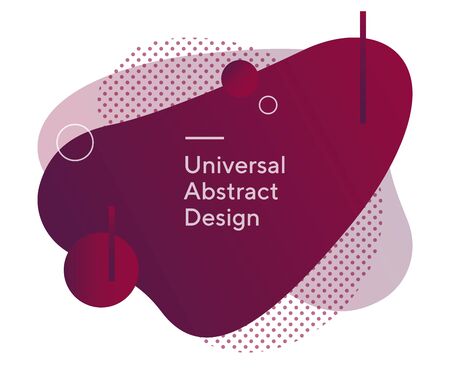 Bright abstract wavy figures. Universal dynamical shapes, geometric lines. Deep purple and burgundy background, white sample text. Layout for ad flyer, web design or banner.の写真素材