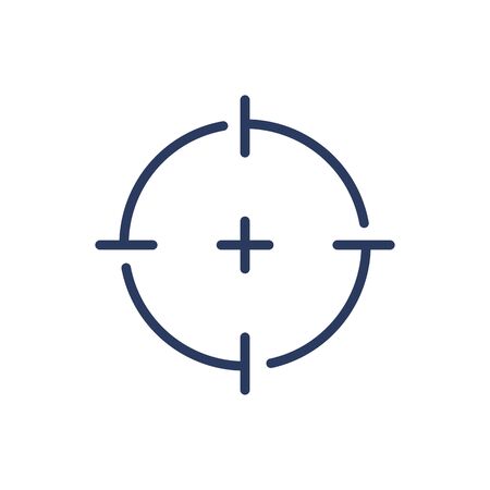 Cross in focus thin line icon. Target, sniper aim, crosshair isolated outline sign. Accuracy, goal, purpose concept. Vector illustration symbol element for web design and appsのイラスト素材