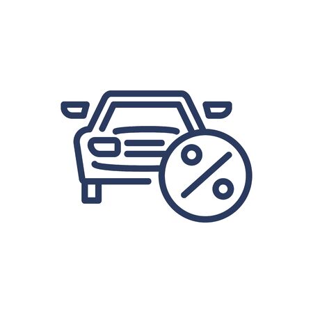 Car loan thin line icon. Money, purchase, automobile isolated outline sign. Bank lending and crediting concept. Vector illustration symbol element for web design and appsのイラスト素材