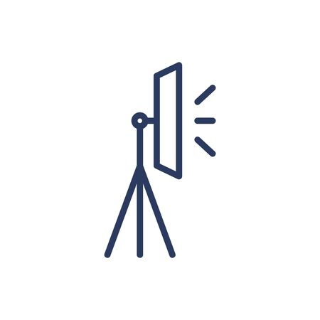 Lightbox thin line icon. Studio lighting, tripod, soft box, reflection isolated outline sign. Photography, technology, equipment concept. Vector illustration symbol element for web design and appsのイラスト素材