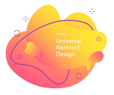Trendy flowing graphic elements. Universal dynamical forms, liquid shapes, wavy lines. Bright orange and red colour with white text. Template for logo, flyer or presentation.の写真素材