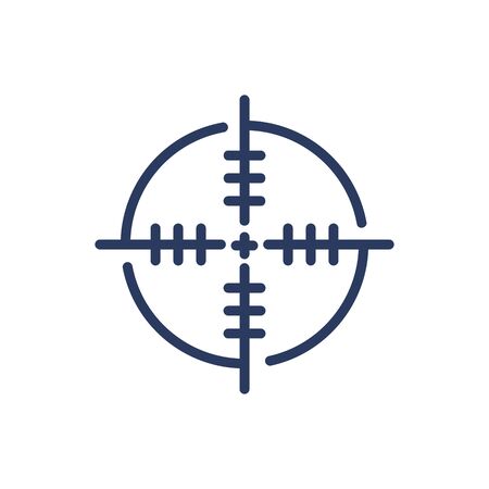 Firearm aiming thin line icon. Focus, crosshair, circular target isolated outline sign. Accuracy, strategy, marketing concept. Vector illustration symbol element for web design and appsのイラスト素材