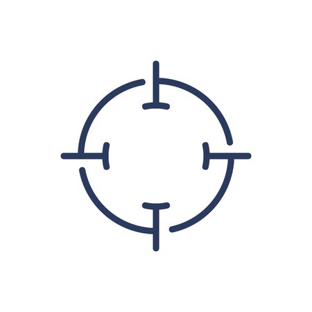 Sniper aim thin line icon. Goal, target, optical focus isolated outline sign. Game, accuracy, marketing concept. Vector illustration symbol element for web design and appsのイラスト素材