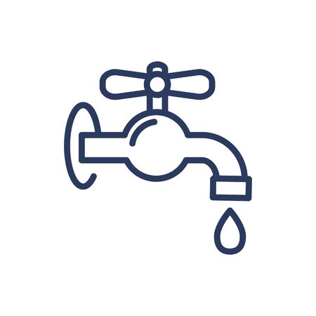 Faucet thin line icon. Water drop, tap, bathroom isolated outline sign. Hygiene, healthcare, fresh water concept. Vector illustration symbol element for web design and appsのイラスト素材