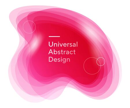 Modern abstract flowy shapes. Universal colorful figures, wavy curves. Bright pink and fuchsia background, white text with circles. Layout for flyer, banner or poster.の写真素材