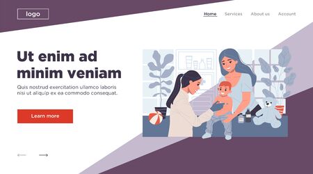 Positive pediatrician vaccinating cute child in medical office. Kid doctor making injection of vaccine to toddler boy. illustration for immunity health, disease prevention, inoculation conceptの写真素材
