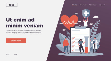 Patients and doctor advertising health insuranceのイラスト素材