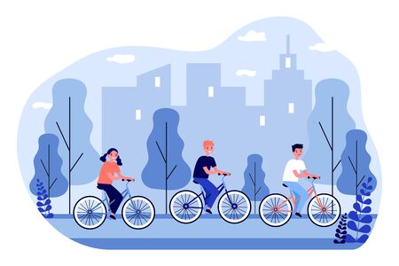 Children cycling in city parkのイラスト素材