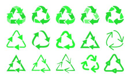 Recycling symbols flat icon setのイラスト素材