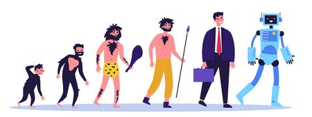 Human evolution theory flat vector illustrationのイラスト素材