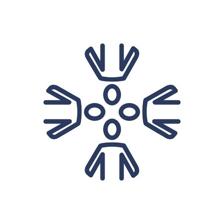 Four people looking down thin line iconのイラスト素材