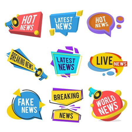 News labels flat icon collectionのイラスト素材