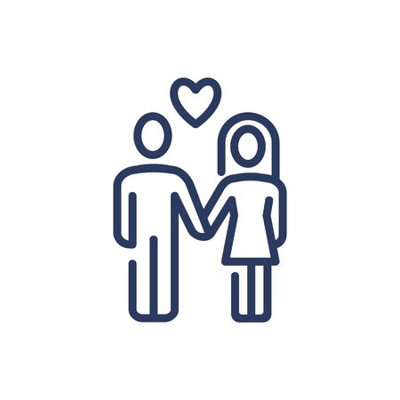 Man and woman in love thin line iconのイラスト素材