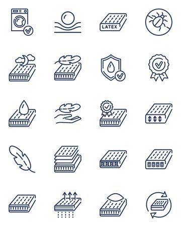 Mattress thin outline icon setのイラスト素材