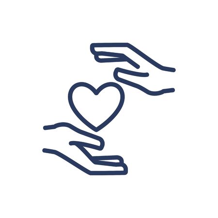 Hands protecting heart thin line iconのイラスト素材