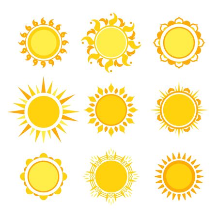 Sun shapes flat icon collectionのイラスト素材
