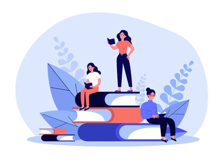 People reading booksのイラスト素材