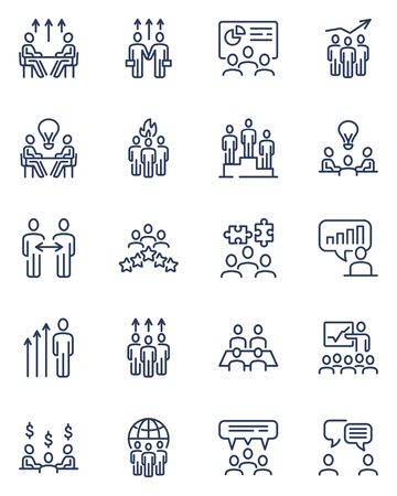 Business team communication line icon setのイラスト素材