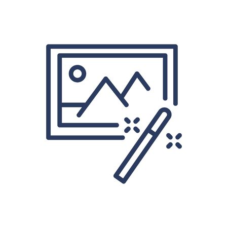 Magic wand for image thin line iconのイラスト素材