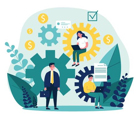 Teamwork strategy for office flat vector illustrationのイラスト素材