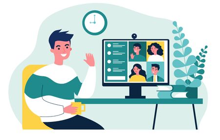 Worker using computerのイラスト素材