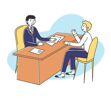 Job candidate and HR manager meeting for interviewの写真素材
