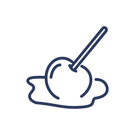 Caramel apple on stick thin line iconのイラスト素材