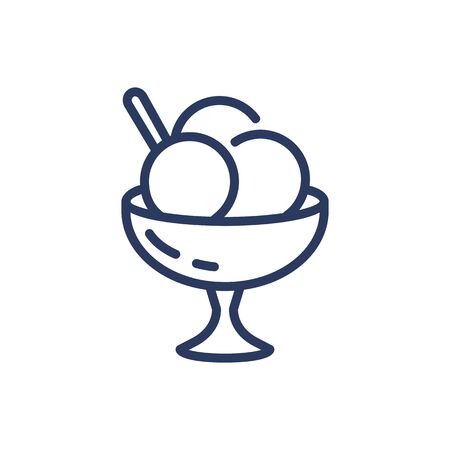 Delicious sundae balls in glass thin line iconのイラスト素材