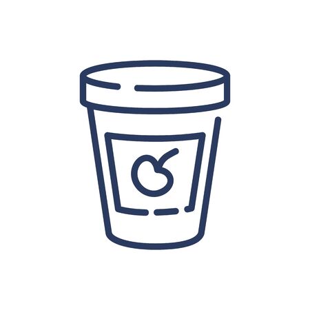Bucket with cherry ice cream thin line iconのイラスト素材