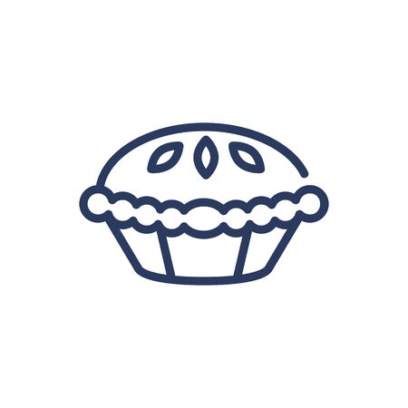 Traditional apple pie thin line iconのイラスト素材