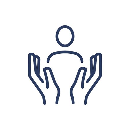 Hands protecting person thin line iconのイラスト素材