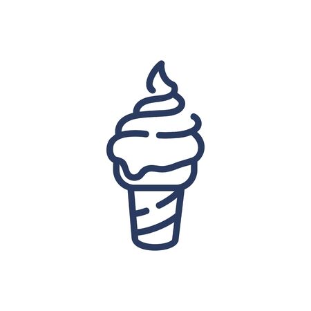 Soft ice cream in cone thin line iconのイラスト素材