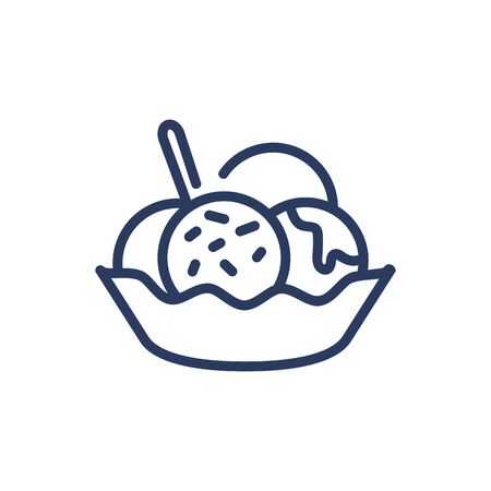 Bubbles of ice cream in bowl thin line iconのイラスト素材