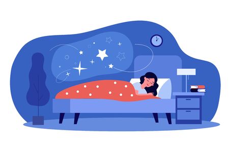 Woman sleeping in her bedroomのイラスト素材