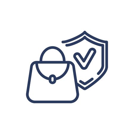 Bag and shield thin line iconのイラスト素材