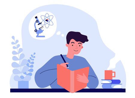 Student guy studying chemistryのイラスト素材