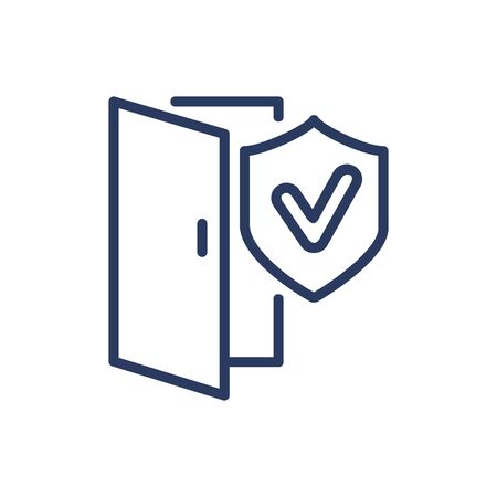 Door and shield thin line iconのイラスト素材