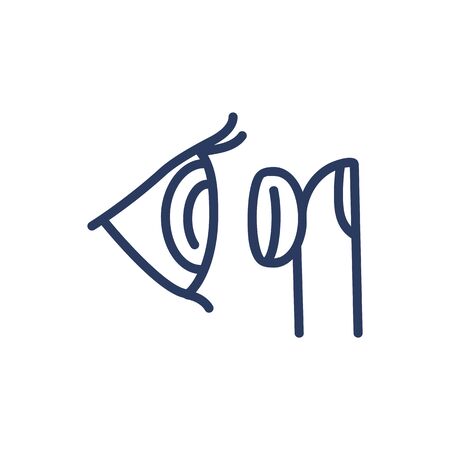 Lens inserting in eye thin line iconのイラスト素材