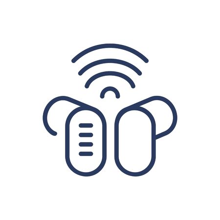 Wireless earphones thin line iconのイラスト素材