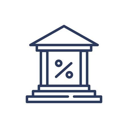Bank and percent sign thin line iconのイラスト素材